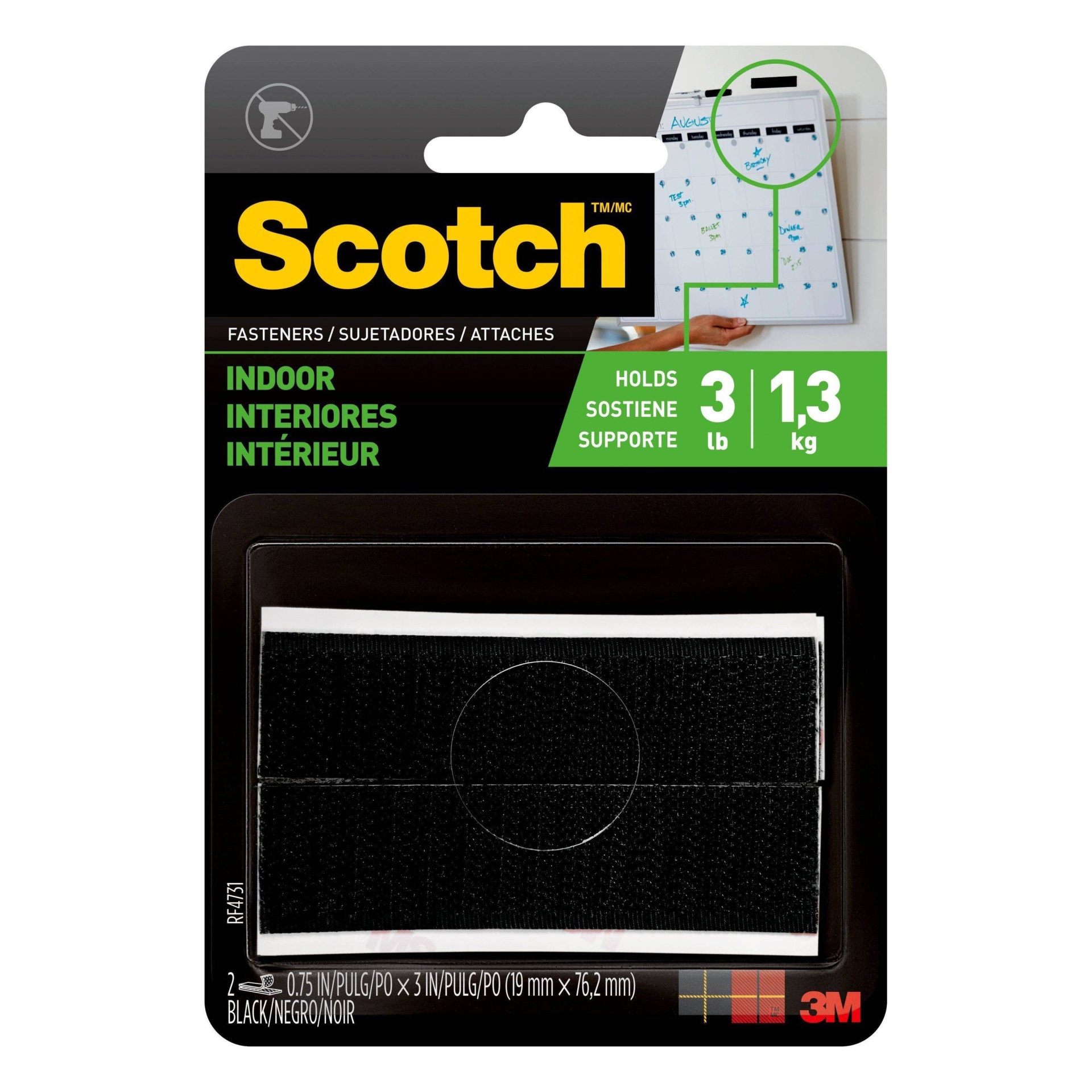 slide 1 of 12, Scotch 3/4" x 3" indoor Fasteners Black, 1 ct