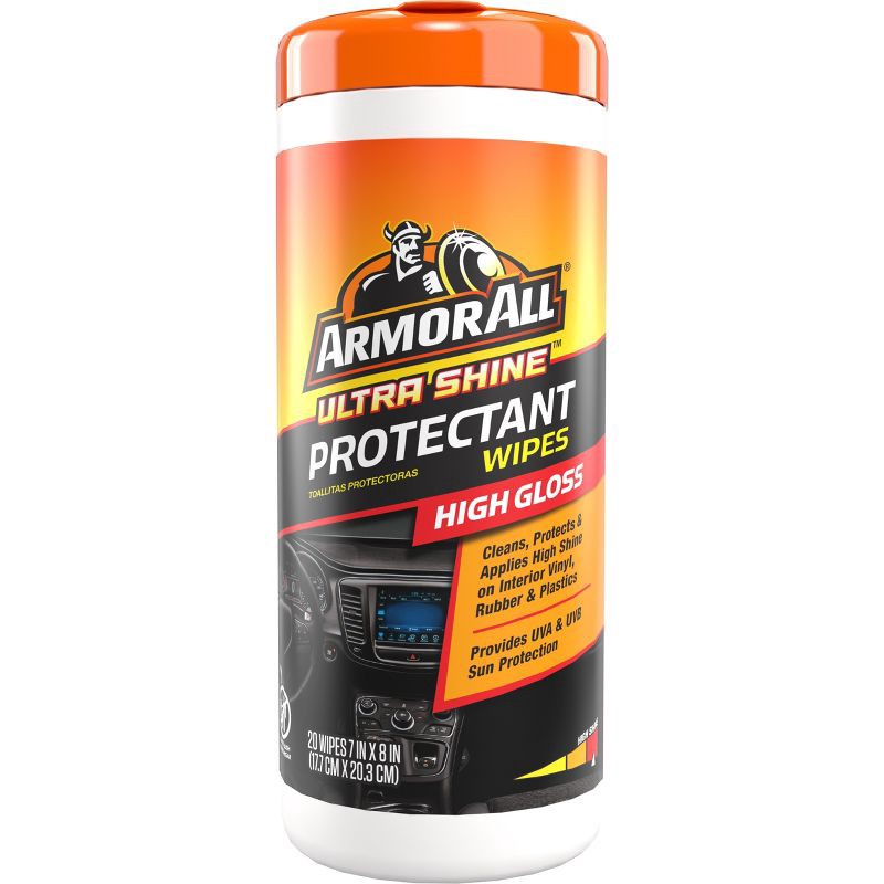 slide 1 of 7, Armor All 20ct Ultra Shine Protectant Wipes Automotive Protector: Car Cleaning Supplies, UV Protection, Prevents Fading, 20 ct