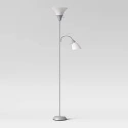 Tochiere with Task Light Floor Lamp Gray - Room Essentials