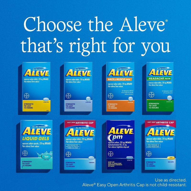 slide 7 of 8, Aleve NSAID Naproxen Sodium, Easy Open Arthritis Cap, Pain Relief, Arthritis Pain Relief - 80ct, 80 ct