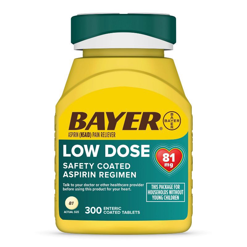 slide 1 of 7, Bayer Low Dose Aspirin Regimen 81mg Pain Reliever Coated Tablets (NSAID) - 300ct, 300 ct; 81 mg