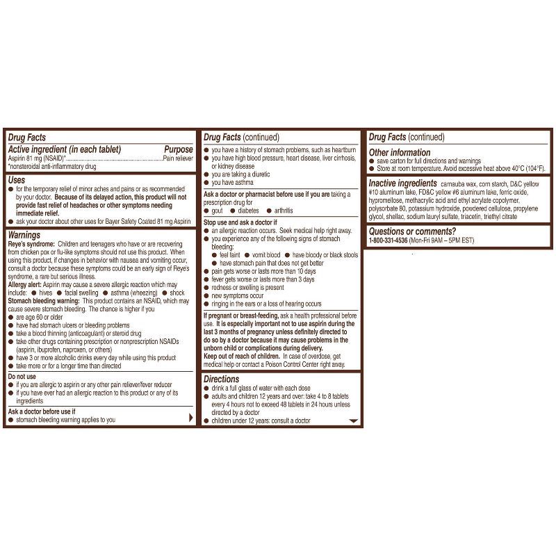 slide 6 of 7, Bayer Low Dose Aspirin 81mg Regimen Pain Reliever Coated Tablets (NSAID) - 120ct, 120 ct; 81 mg