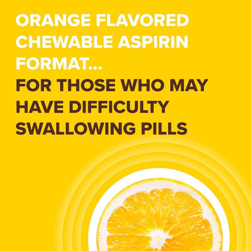 slide 4 of 7, Bayer Low Dose Aspirin 81mg Pain Reliever Chewable Tablets - Aspirin (NSAID) - Orange Flavor - 108ct, 108 ct; 81 mg