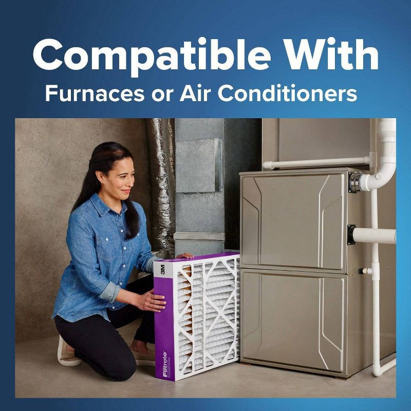 slide 7 of 11, Filtrete 16" x 25" x 4" Allergen Bacteria and Virus Deep Pleat Air Filter 1550 MPR: MERV 12 Electrostatic Furnace Filter, 1 ct