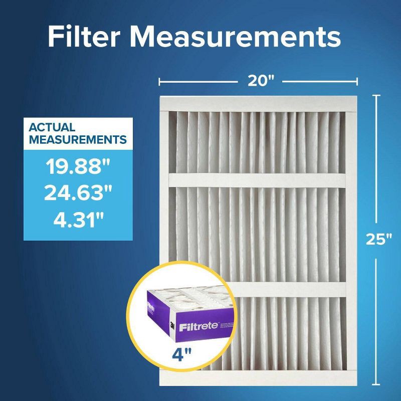 slide 2 of 13, Filtrete 20" x 25" x 4" Allergen Bacteria and Virus Air Filter 1550 MPR: MERV 12 Electrostatic for Home Furnaces, 1 ct