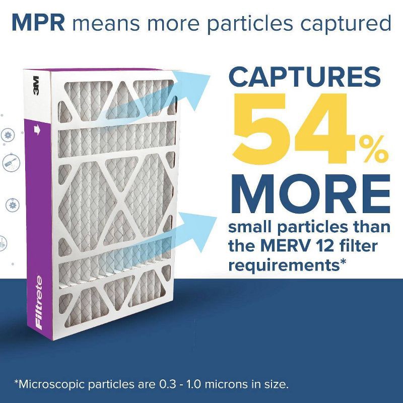 slide 4 of 13, Filtrete 20" x 25" x 4" Allergen Bacteria and Virus Air Filter 1550 MPR: MERV 12 Electrostatic for Home Furnaces, 1 ct