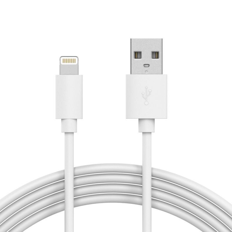 slide 2 of 9, Just Wireless 10' TPU Lightning to USB-A Cable - White, 1 ct