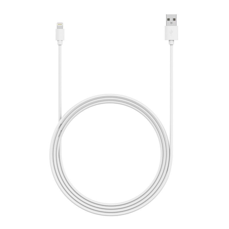 slide 7 of 9, Just Wireless 10' TPU Lightning to USB-A Cable - White, 1 ct