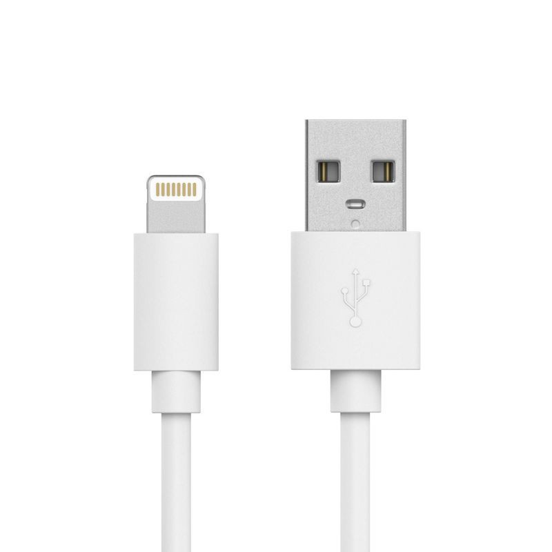 slide 1 of 9, Just Wireless 10' TPU Lightning to USB-A Cable - White, 1 ct