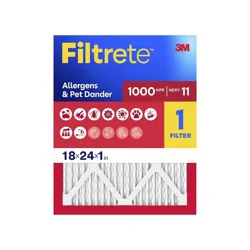 Filtrete 18x24x1 Allergen Defense Air Filter 1000 MPR: MERV 11 Electrostatic Furnace Filter, Captures Dust & Pollen
