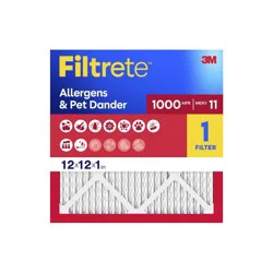 Filtrete 12x12x1 Allergen Defense Air Filter 1000 MPR: MERV 11, Electrostatic, Captures Dust & Pollen, Furnace Compatible