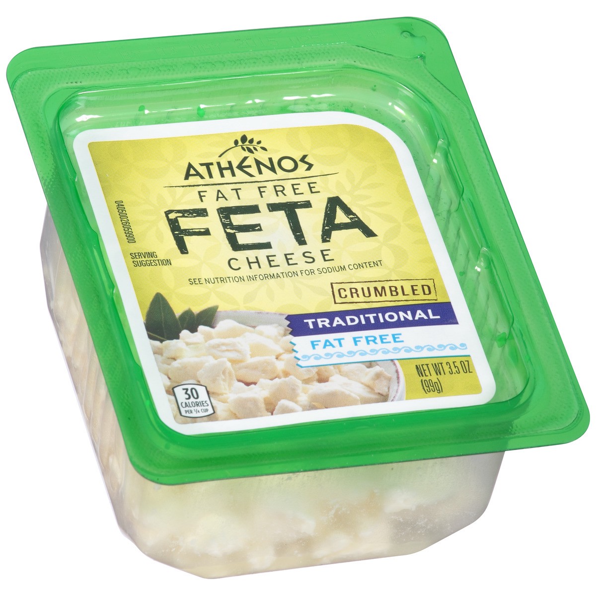 slide 2 of 9, Athenos Traditional Crumbled Fat Free Feta Cheese, 3.5 oz Tub, 3.5 oz