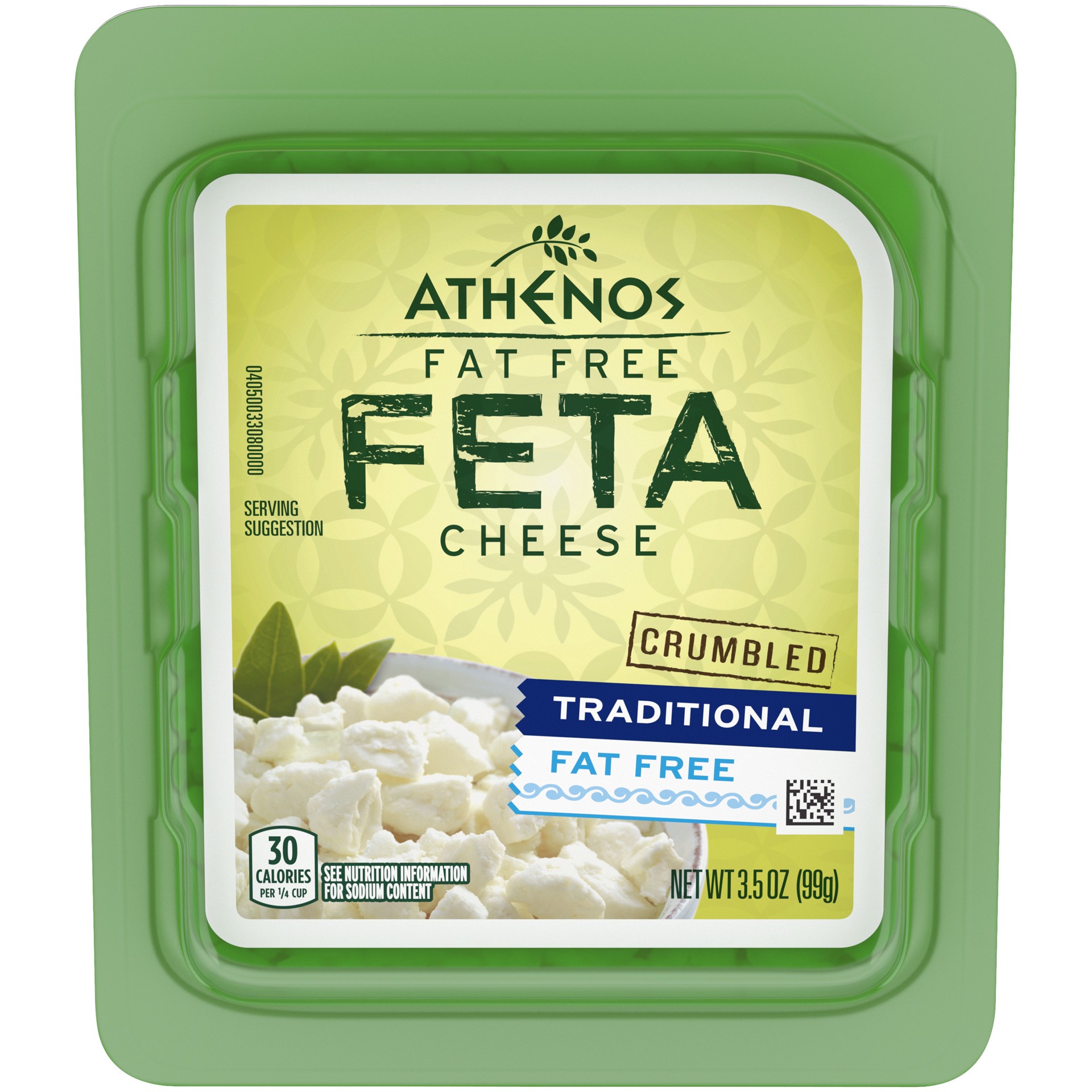 slide 1 of 9, Athenos Traditional Crumbled Fat Free Feta Cheese, 3.5 oz Tub, 3.5 oz