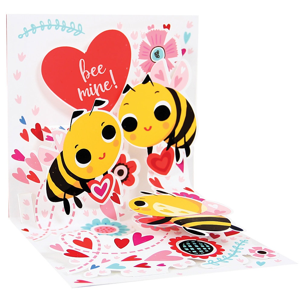 slide 1 of 1, Up With Paper Valentine's Day Pop-Up Greeting Card, Half Fold, 5-1/4'' X 5-1/4'', Buzz Love, 1 ct