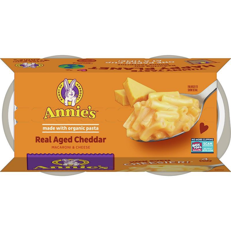 slide 7 of 8, Annie's Organic Real Aged Cheddar Mac and Cheese Microwavable Cups - 8.04oz/4pk, 8.04 oz, 4 ct
