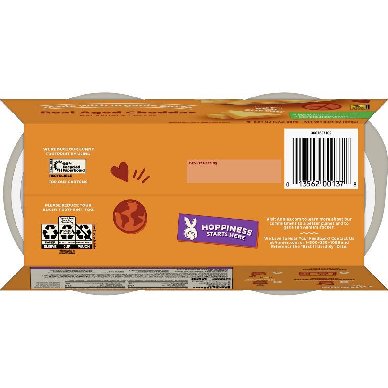 slide 8 of 8, Annie's Organic Real Aged Cheddar Mac and Cheese Microwavable Cups - 8.04oz/4pk, 8.04 oz, 4 ct