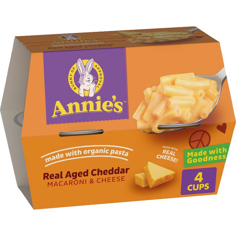 slide 1 of 8, Annie's Real Aged Cheddar Mac and Cheese Microwavable Cups - 8.04oz/4pk, 8.04 oz, 4 ct