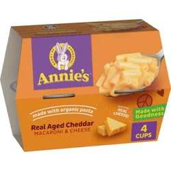 Annie's Organic Real Aged Cheddar Mac and Cheese Microwavable Cups - 8.04oz/4pk