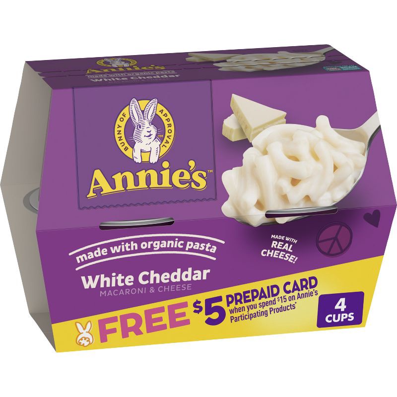 slide 13 of 13, Annie's White Cheddar Mac and Cheese Microwavable Cups - 8.04/4pk, 8.04/4 ct