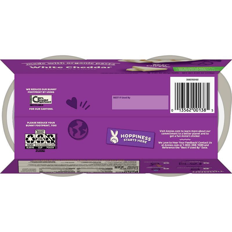slide 10 of 13, Annie's White Cheddar Mac and Cheese Microwavable Cups - 8.04/4pk, 8.04/4 ct