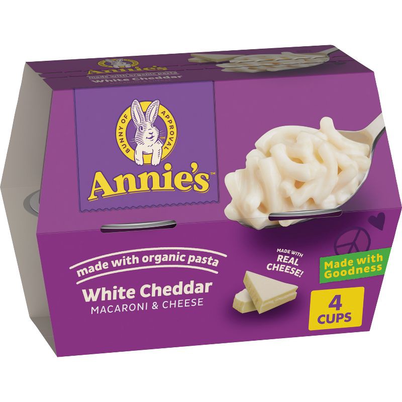 slide 1 of 13, Annie's White Cheddar Mac and Cheese Microwavable Cups - 8.04/4pk, 8.04/4 ct