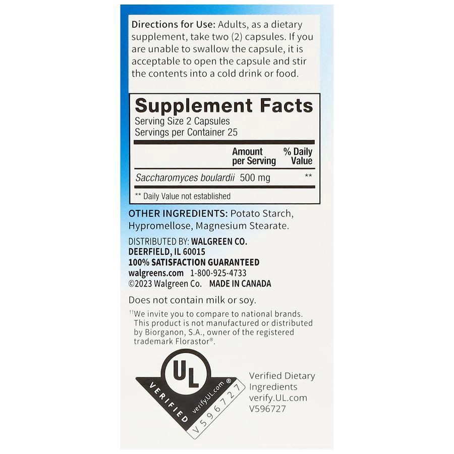 slide 5 of 5, Walgreens Daily Probiotic with Saccharomyces Boulardii, 50 ct
