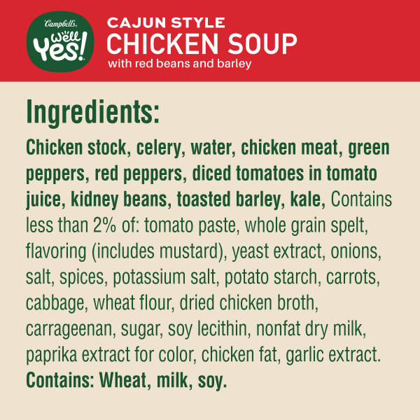 slide 11 of 29, Campbell's Well Yes! Cajun-Style Chicken With Red Beans And Barley Power Soup Microwaveable Bowl, 11.1 oz