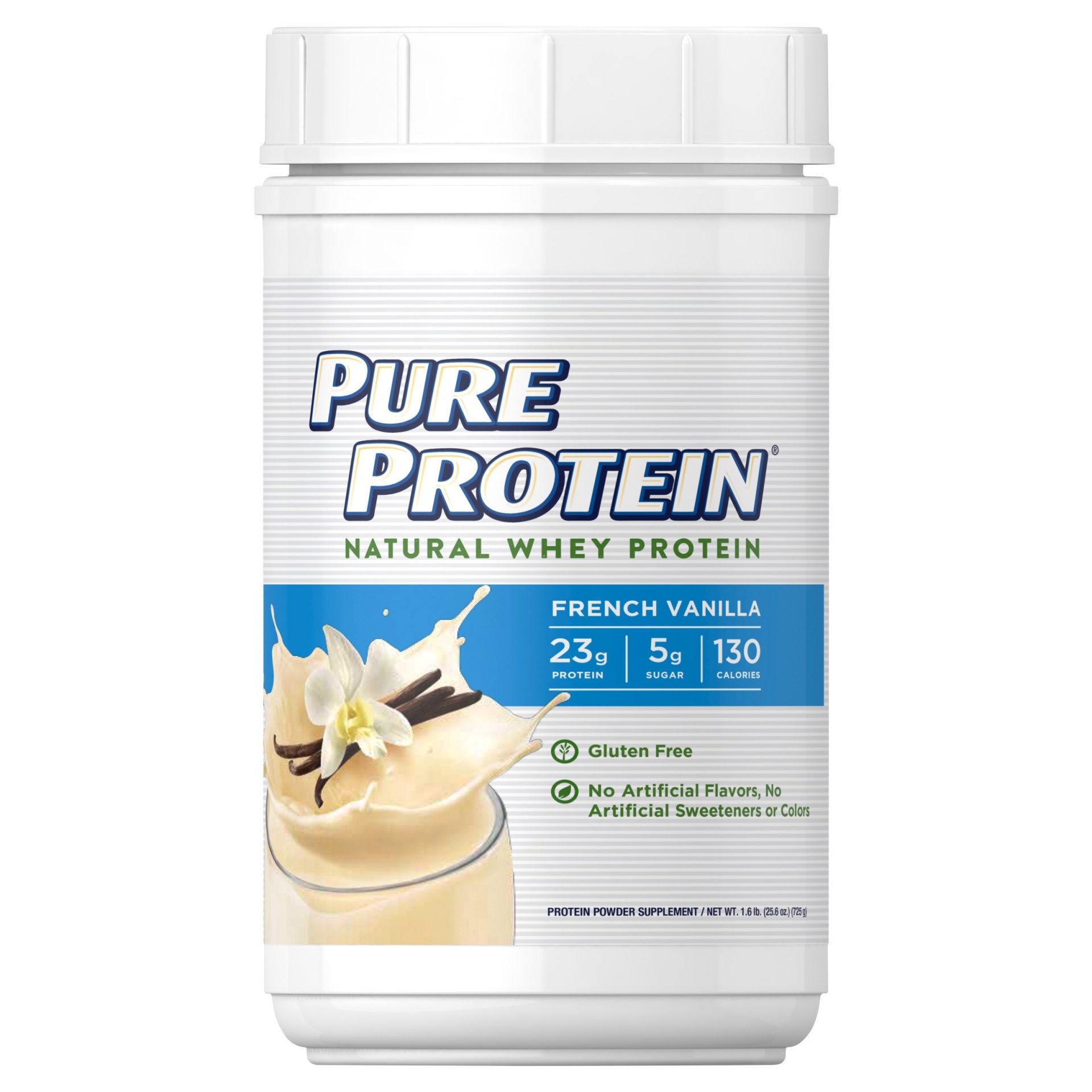 slide 1 of 3, Pure Protein Natural Whey Protein Powder - French Vanilla, 25.6 oz