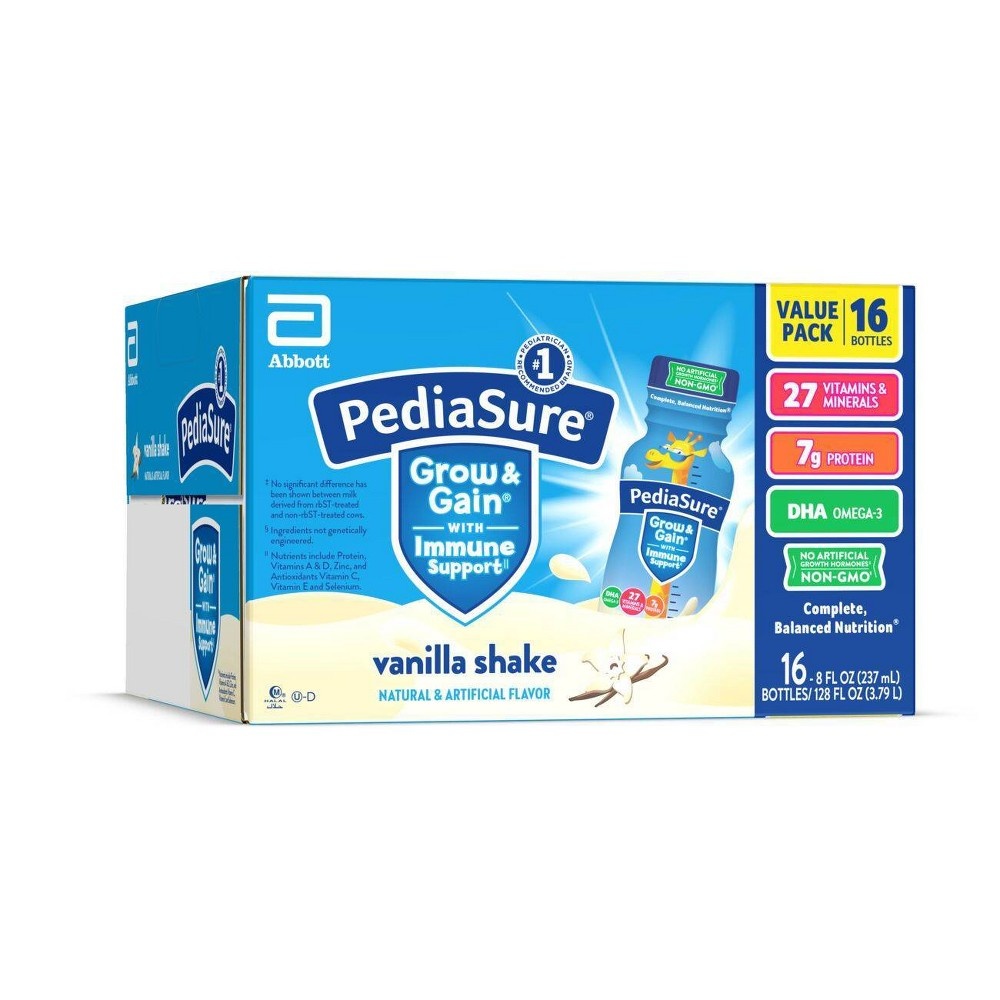 slide 3 of 6, PediaSure Grow & Gain Kids' Nutritional Shake Vanilla, 16 ct, 128 fl oz