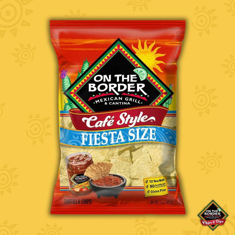 slide 3 of 3, On The Border Café Style Tortilla Chips - 15oz, 15 oz