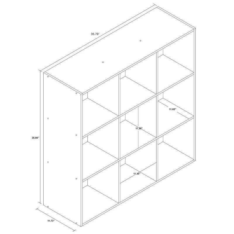 slide 6 of 6, 11" 9 Cube Organizer Shelf White - Room Essentials™: Bookcase, Cubby Storage, Decorative Bookshelf, 3 Fixed Shelves, 1 ct