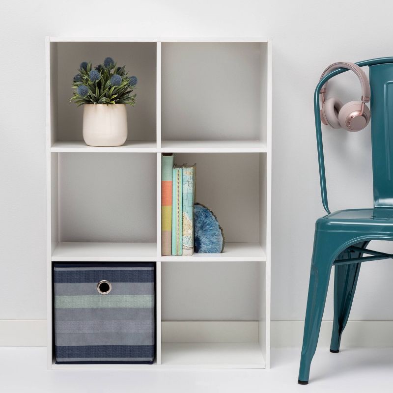 slide 2 of 15, 11" 6 Cube Organizer Shelf White - Room Essentials™: Bookshelf Storage Cubes, Bookcase Cubbies, 3 Shelves, 1 ct