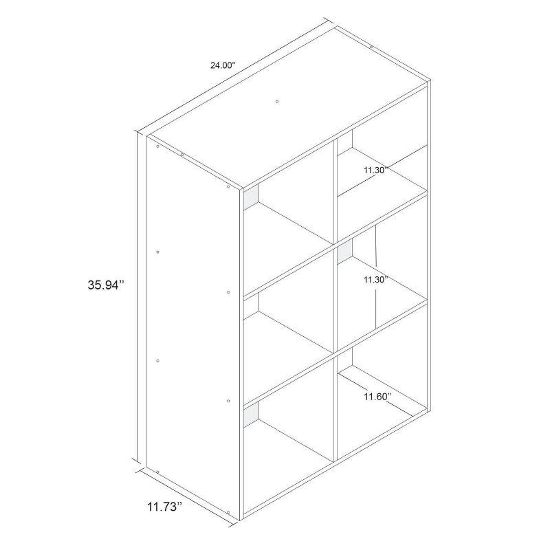 slide 15 of 15, 11" 6 Cube Organizer Shelf White - Room Essentials™: Bookshelf Storage Cubes, Bookcase Cubbies, 3 Shelves, 1 ct