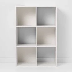 11" 6 Cube Organizer Shelf White - Room Essentials™: Bookshelf Storage Cubes, Bookcase Cubbies, 3 Shelves