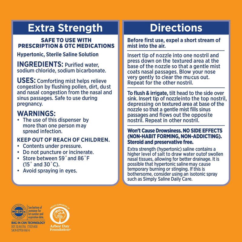 slide 9 of 10, Simply Saline Extra Strength for Severe Congestion Relief Nasal Mist - 4.6oz, 4.6 oz
