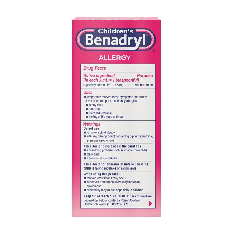 slide 4 of 9, Children's Benadryl Diphenhydramine Allergy Relief Liquid - Cherry Flavor - 8 fl oz, 8 fl oz