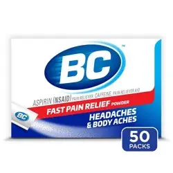 BC Powder Headache & Fast Pain Relief Powder with Aspirin (NSAID) - 50ct