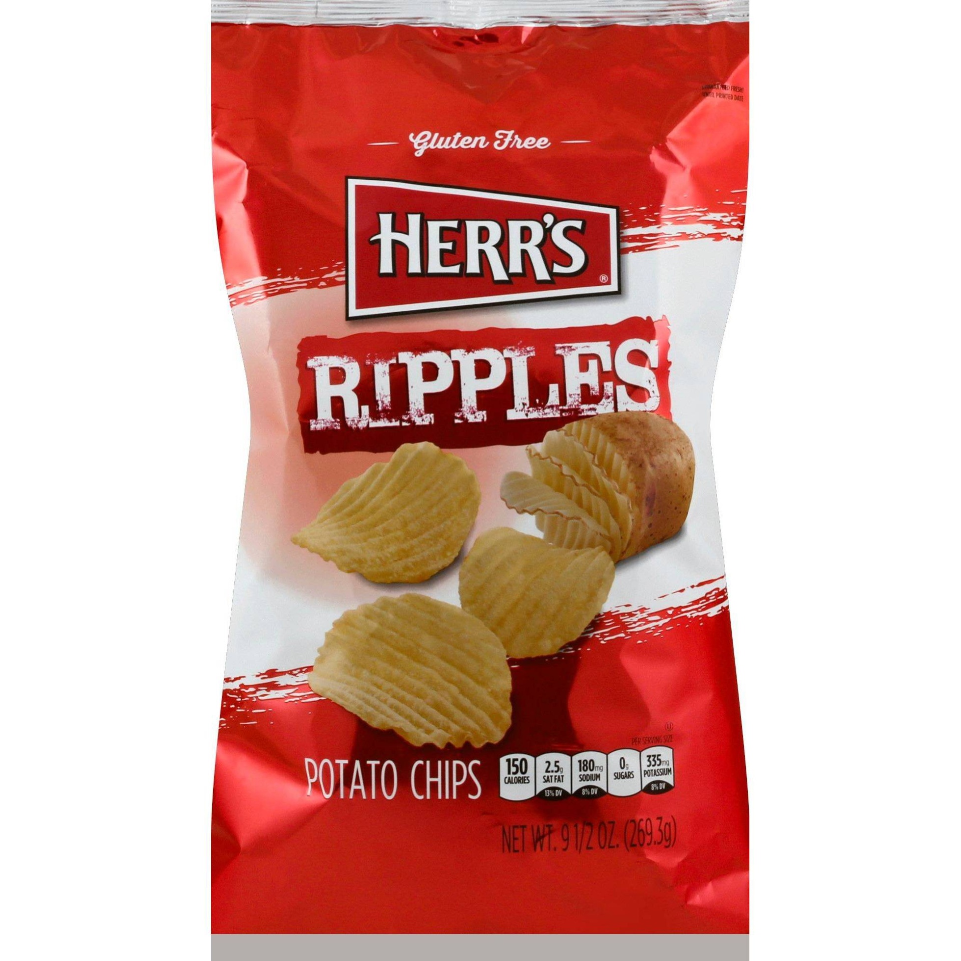 slide 1 of 1, Herr's Ripples Potato Chips, 10.5 oz
