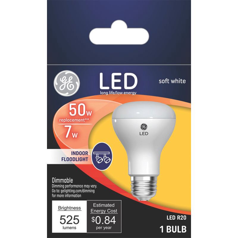 slide 1 of 7, GE Household Lighting GE 45W R20 Short Neck LED Light Bulb Soft White, 1 ct