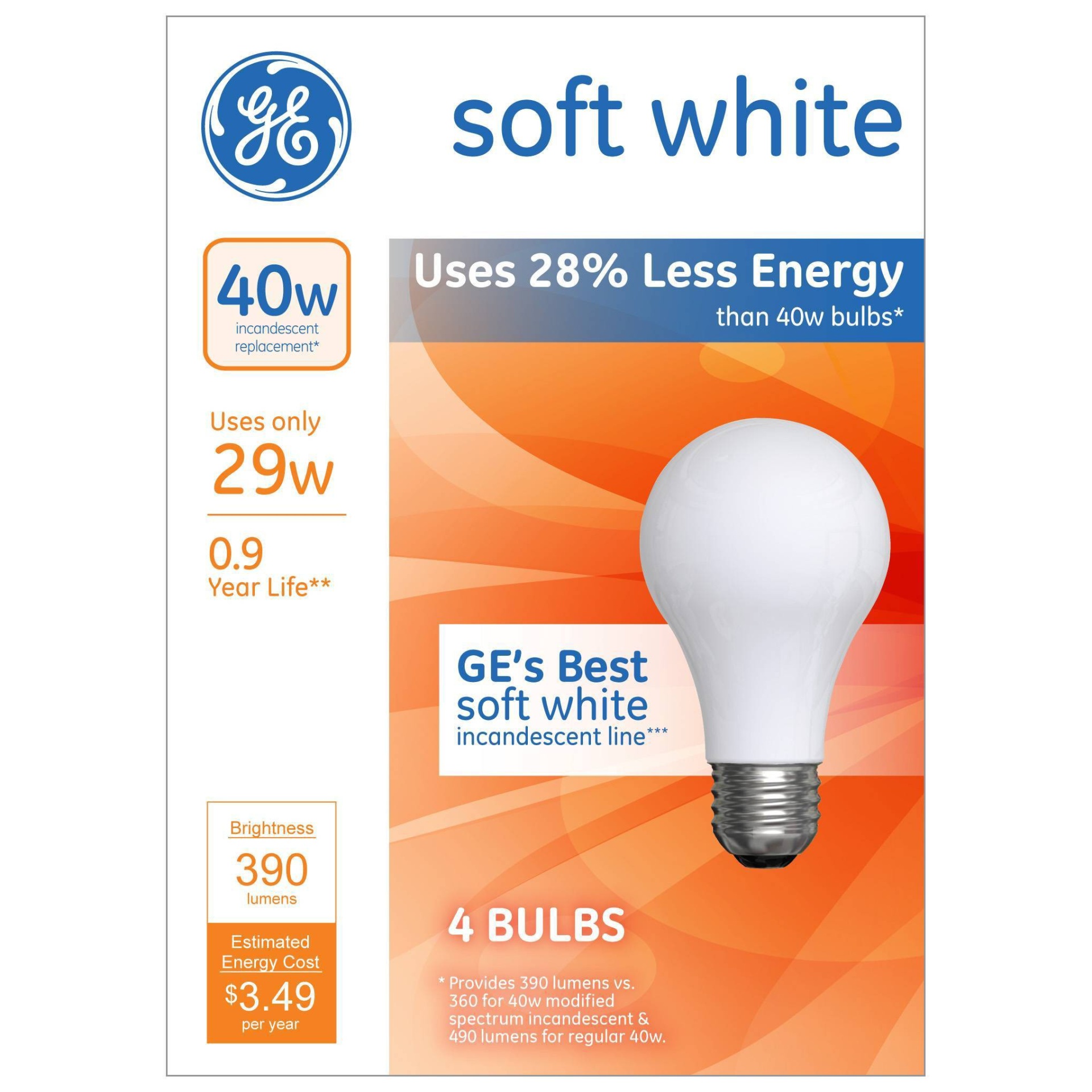 slide 1 of 3, GE Household Lighting GE 4pk 40w Energy Efficient Halogen Light Bulb Soft White, 4 ct