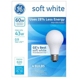GE Household Lighting GE 60w 4pk Energy Efficient Halogen Light Bulb Soft White