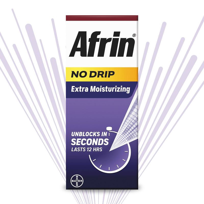 slide 2 of 9, Afrin Nasal Spray No Drip Extra Moisturizing Nasal Congestion Relief Pump Mist - 0.5 fl oz, 0.5 fl oz