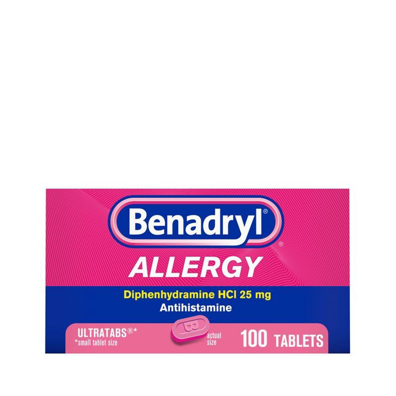 slide 2 of 9, Benadryl Ultratabs Diphenhydramine Antihistamine Cold & Allergy Relief Tablets - 100ct, 100 ct