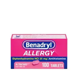 Benadryl Ultratab Allergy Relief Tablets - Diphenhydramine - 100ct
