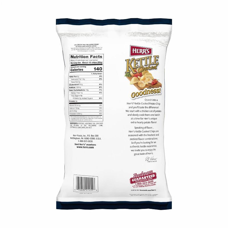 slide 2 of 4, Herr's Reduced Fat Kettle Cooked Potato Chips - 8oz, 8 oz