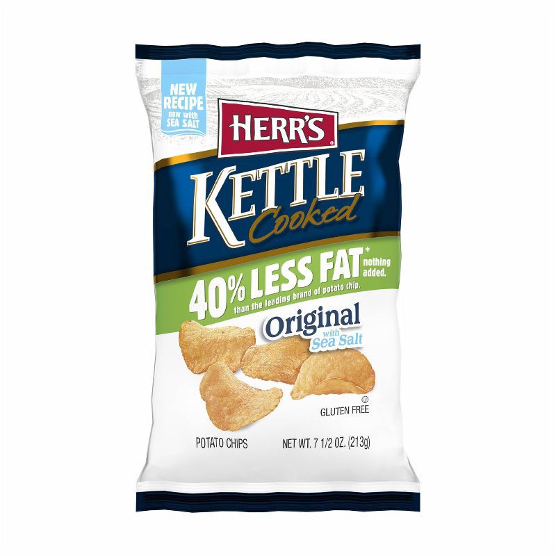 slide 1 of 4, Herr's Reduced Fat Kettle Cooked Potato Chips - 8oz, 8 oz