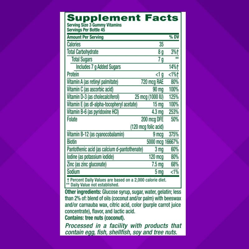 slide 5 of 10, Vitafusion Gorgeous Hair Skin & Nails Supplement Gummies - Raspberry - 135ct, 135 ct