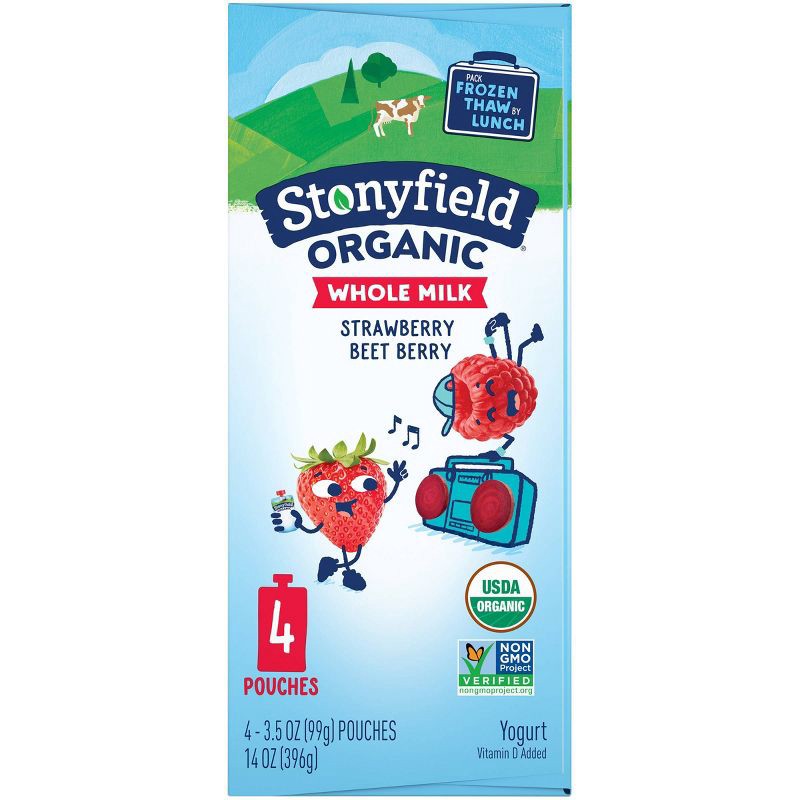 slide 6 of 8, Stonyfield Organic Whole Milk Strawberry Beet Berry Kids' Yogurt - 4ct/3.7oz Pouches, 4 ct; 3.7 oz