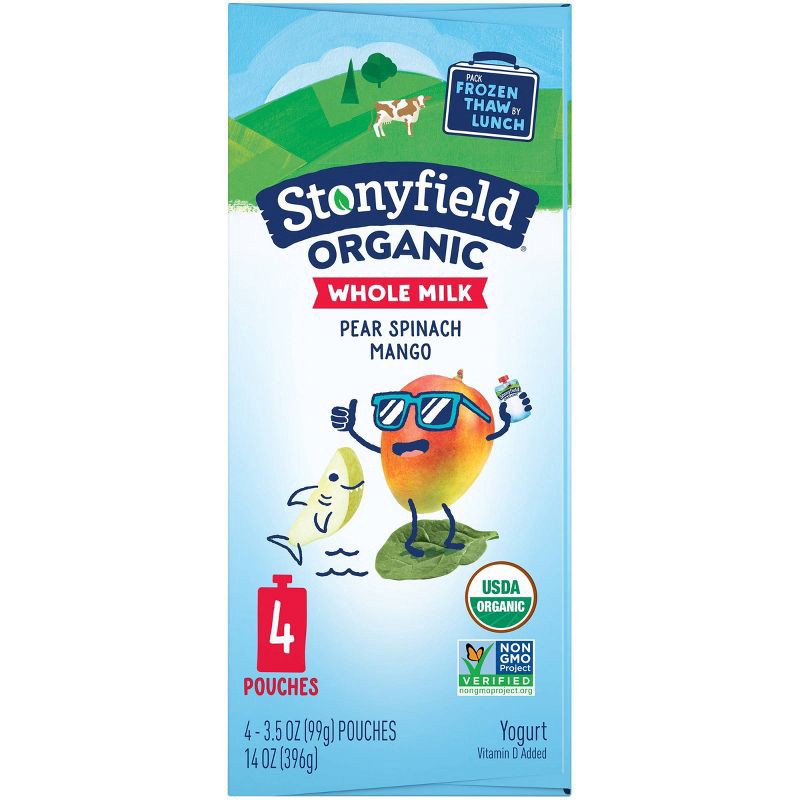 slide 6 of 8, Stonyfield Organic Whole Milk Pear Spinach Mango Kids' Yogurt - 4ct/3.5oz Pouches, 4 ct; 3.5 oz