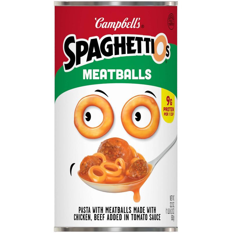 slide 9 of 11, Campbell's SpaghettiOs with Meatballs - 22.2oz, 22.2 oz